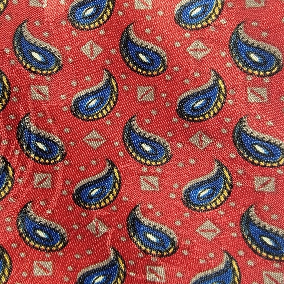 Authentic Christian Dior Paisley Design On Red Necktie Tie - Picture 3 of 3
